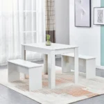 3Pcs Dining Table Set for Small Space, Modern Wooden Dining Table Set - Image 2