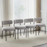 Modern Round Glass Dining Table and Chairs Set 4, 5 Piece Round Dining Room Table Set - Image 3