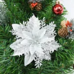 5pcs Xmas Tree Flower Decor 14cm Artificial Flower Heads Wedding Christmas Faux Flowers - Image 3
