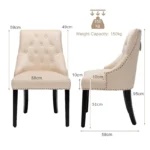 Modern Button-Tufted Dining Chair Upholstered Side Chair with Nail head Trim - Image 2