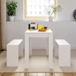 Modern Dining Table and Benches Set 3 Piece Home Decoration Diningroom