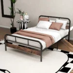 Bed Frame, 4ft6 with Wooden Headboard, Metal Platform/No Box Spring Needed/Reinforced Steel Slat Mattress Base - Image 5