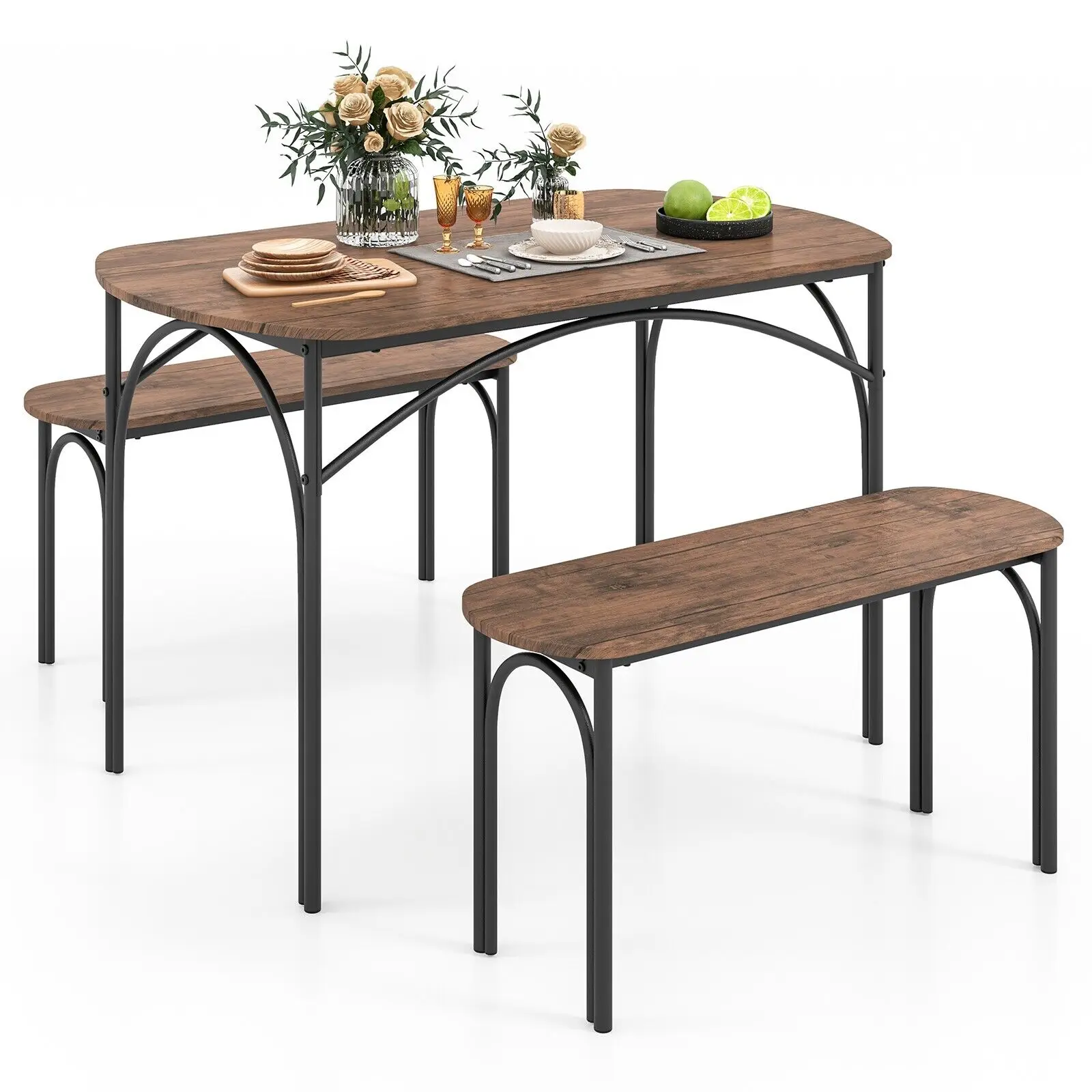 kf-S75a3c0eff0c94adfb4778a9c4f31ef0eX 3-Piece Modern Dining Table Set 120cm Space Saving Kitchen Table Set - Image 1