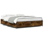 Double Bed Frame without Mattress Smoked Oak - Image 2