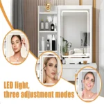 Vanity Table with Adjustable 3 Color LED Sliding Lighted Mirror, Dressing Table Set with 6 Drawers - Image 5
