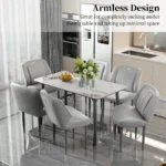 Modern Armless Leisure Chairs Microfiber Silicone Leather Dining Table Chairs - Image 5