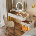 Modern Set of 2 Dining Chairs with Microfiber Kitchen Accent Chairs Armless Leisure Chairs with Metal Legs - Image 6