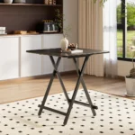 Modern wooden folding dining table multifunctional square dining table telescopic table metal table legs - Image 4