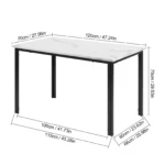 Dining Table, Modern Rectangular Kitchen Table with Marble Effect Top and Metal Legs - Image 2