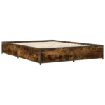 Double Bed Frame without Mattress Smoked Oak - Image 6