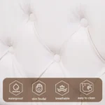 Upholstered Bed, Functional Bed with Slatted Frame and Storage Space LED Lighting in Different Colors PU - Image 5