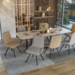 Set Of 2 360° Rotatable Upholstered Dining Room Chairs Leisure Kitchen Accent Chair - Image 3