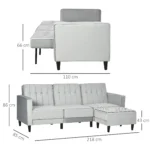 Upholstered Sofa Bed Reversible Sectional Sofa Set Velvet-Touch Sleeper - Image 4