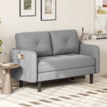 2 Seater Sofa, Fabric Comfy Sofa Couch Loveseat with Pocket Storage, Small Sofas for Living Room, Bedroom