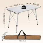 Aluminum Folding Travel Camping Table with Carry Bag Adjustable Height Outdoor Garden - Image 6