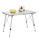 Aluminum Folding Travel Camping Table with Carry Bag Adjustable Height Outdoor Garden - Image 3