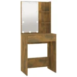 Stylish LED Dressing Table in Smoked Oak Finish with Large Mirror and Ample Storage - Image 3