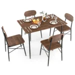 5 Piece Dining Table Set Rectangular Table & 4 Chairs Kitchen Wooden Furniture - Image 5