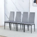 Set of 2/4/6 Dining Chairs PU Leather/Velvet High Back With Metal Legs For Dining Room - Image 3