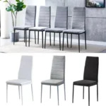 Set of 2/4/6 Dining Chairs PU Leather/Velvet High Back With Metal Legs For Dining Room