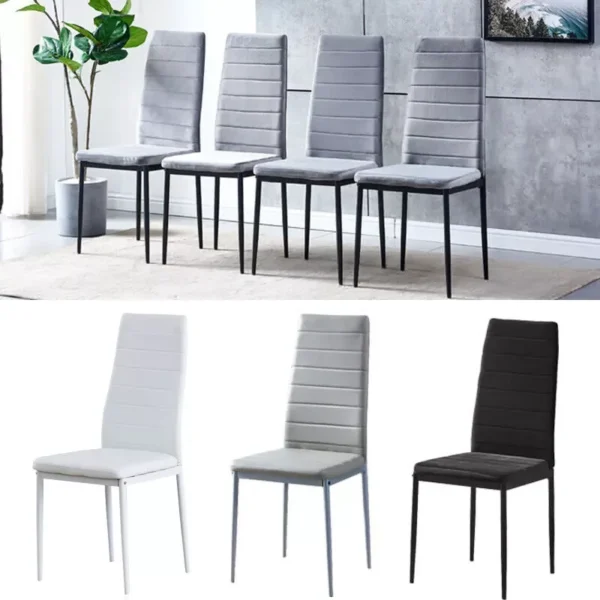 Set of 2/4/6 Dining Chairs PU Leather/Velvet High Back With Metal Legs For Dining Room