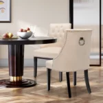 Modern Button-Tufted Dining Chair Upholstered Side Chair with Nail head Trim - Image 4