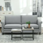 Modern 3 Seater Sofa for Living Room, Fabric Couch Settee, Grey - Image 4