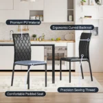 Dining Table and Chairs Set of 4, Modern Dining Table Set Kitchen Furniture, Marble Effect Dining Table with 4 PU Dining Chairs, - Image 4