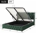Upholstered Bed 135x190 with Hydraulic Lever Functional Bed from Storage Velvet (Green) - Image 5