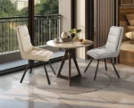 Modern Set of 2 Dining Chairs with Microfiber Kitchen Accent Chairs Armless Leisure Chairs with Metal Legs - Image 3