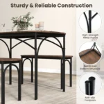 3-Piece Modern Dining Table Set 120cm Space Saving Kitchen Table Set - Image 3