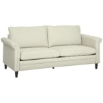 Modern 3 Seater Sofa for Living Room, Fabric Couch Settee, Cream - Image 2
