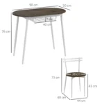 Dining Table and Chairs Set of 3, Oval Kitchen Table with 2 Chairs - Image 4