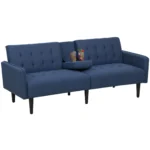 Upholstered Sofa bed 3 Seater Home Theater with Storage Dark Blue - Image 2