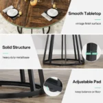 Round Dining Table for 4 People, Circle Dining Room Table with Metal Base - Image 5