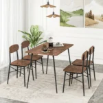 5 Piece Dining Table Set Rectangular Table & 4 Chairs Kitchen Wooden Furniture - Image 3