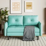 2 Seater Sofa, Fabric Comfy Sofa Couch Loveseat with Pocket Storage, Small Sofas for Living Room, Bedroom - Image 4