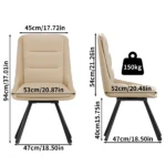 Set Of 2 360° Rotatable Upholstered Dining Room Chairs Leisure Kitchen Accent Chair - Image 5