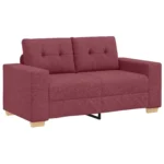 Stylish Wine Red 2 Piece Sofa Set with Soft Cushions Cozy Living Room Furniture - Image 4