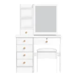 Makeup Desk with 6 Drawers, Open Shelves, Vanity Desk with Sliding Mirror, Bedroom Dressing Table - Image 2