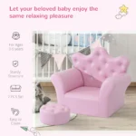 Kids Armchair Sofa Set with Footstool PU Leather for girls Pink Cozy Furniture for Children - Image 5