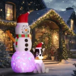 Outsunny 6.2FT Christmas Blow Up Snowman with Dog for Garden Party Outdoor - Image 5