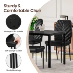 Dining Chairs Set of 4 Modern PU Dining Room Chairs with Leaf Accented Back Padded Kitchen Chair for Dining Room - Image 4