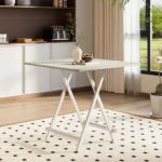 Modern wooden folding dining table multifunctional square dining table telescopic table metal table legs - Image 3