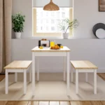 Modern Wood Dining Table and Benches Set of 3 for Home Furniture Dining Room