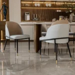 Set Of 2 Dining Chairs Luxurious Upholstered Dining Room Kitchen Chairs Microfiber Silicone Leather 2 Colors - Image 2