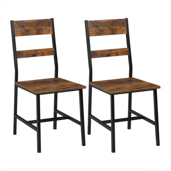 2/4PCS Industrial Wooden Dining Chair Ergonomic High Back Metal Leg Sturdy chairs