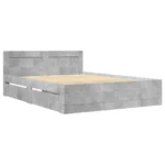 Modern Bed Frame with Integrated Headboard 140x200cm Concrete Grey - Image 3