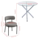 Modern Round Glass Dining Table and Chairs Set 4, 5 Piece Round Dining Room Table Set - Image 5