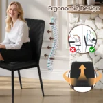 Dining Chairs Set of 4 Modern PU Dining Room Chairs with Leaf Accented Back Padded Kitchen Chair for Dining Room - Image 6